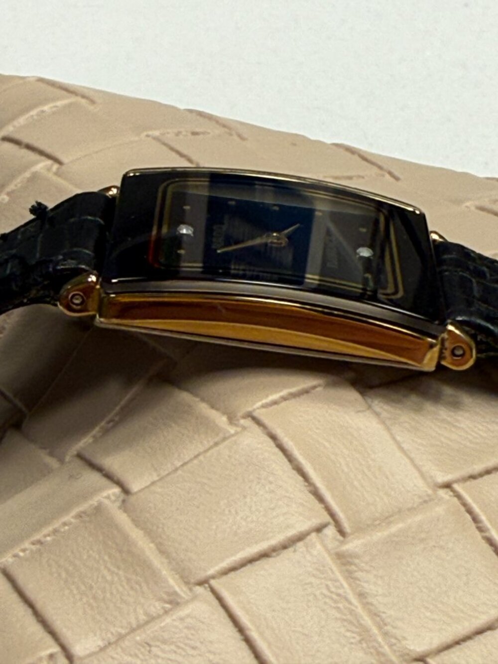 Vintage Rado Florence Ladies Tank Watch Diamond Markers Black Dial Gold Swiss - Picture 10 of 10